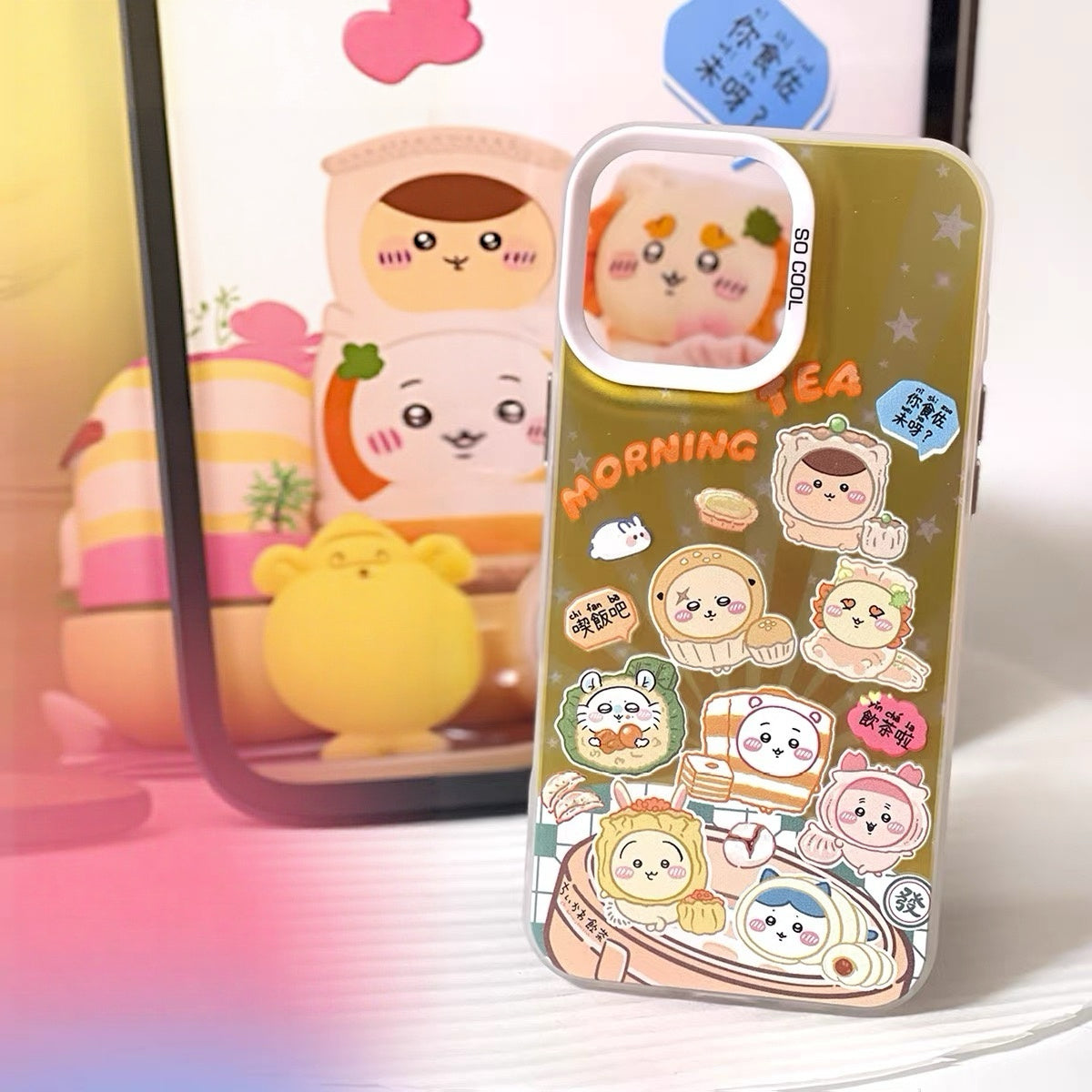 Japanese Cartoon ChiiKawa Yum Cha Laser Case | Morning Tea Dim Sum - iPhone Case 11 12 13 14 15 16 16e 17 17e 18 Pro Promax