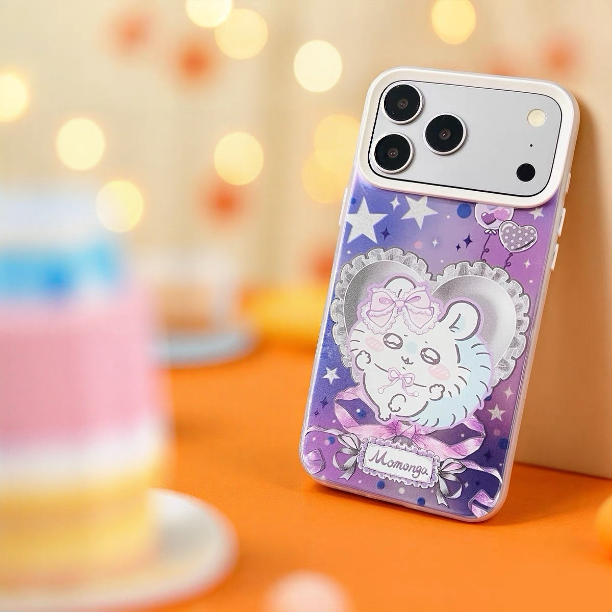 Japanese Cartoon ChiiKawa Ribbon Heart Cushion Laser Case | Chiikawa Hachiware Usagi Momonga 4 Styles - iPhone Case 11 12 13 14 15 16 16e 17 17e 18 Pro Promax
