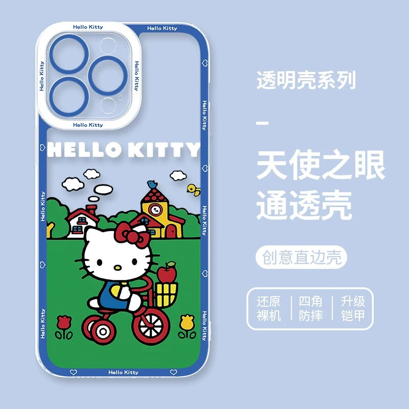 Japanese Cartoon Hello Kitty | Vintage Kitty Blue Version 5 Styles - iPhone Case PLUS SE2 XS XR X 11 12 13 14 15 16 16e 17 17e Pro Promax 12mini 13mini