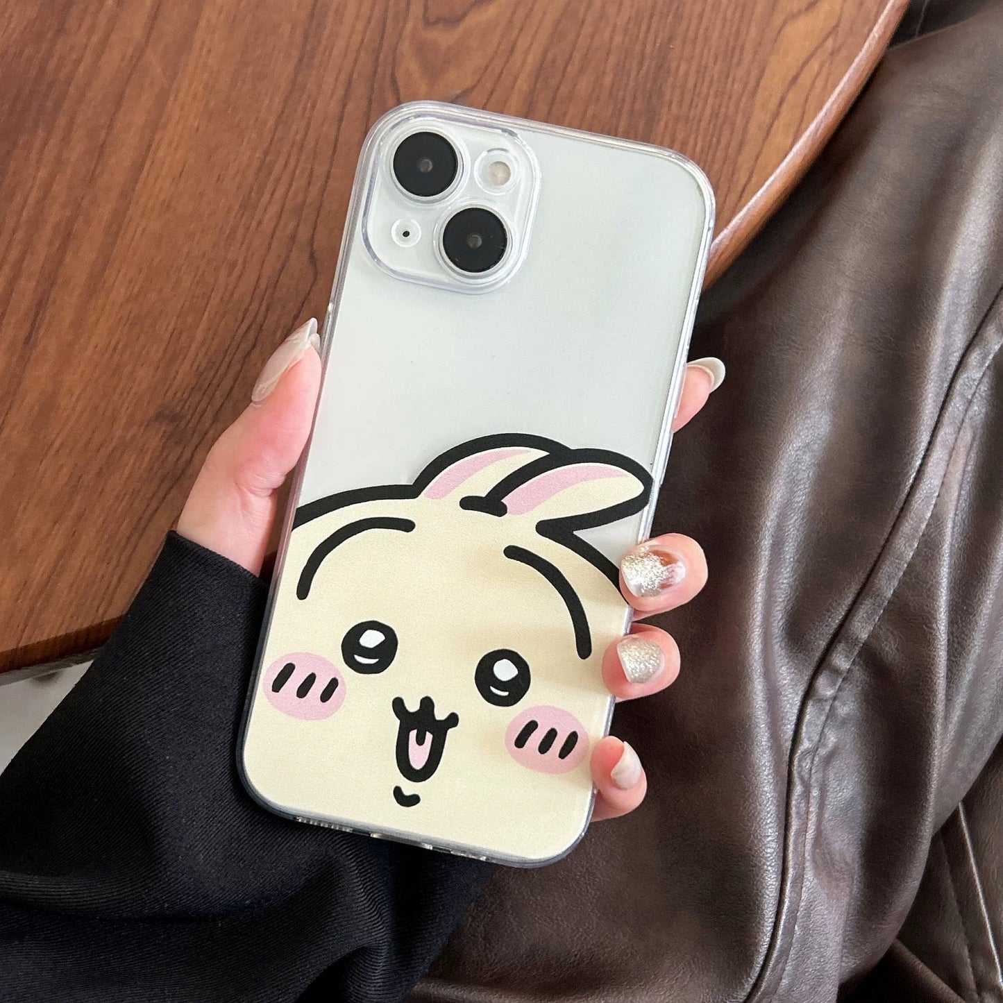 Japanese Cartoon ChiiKawa Soft Clean Case | Happy Big Head Chiiawa Hachiware Usagi - iPhone Case SE 11 12 13 14 15 16 17 ProMax Pro Plus 12mini 13mini