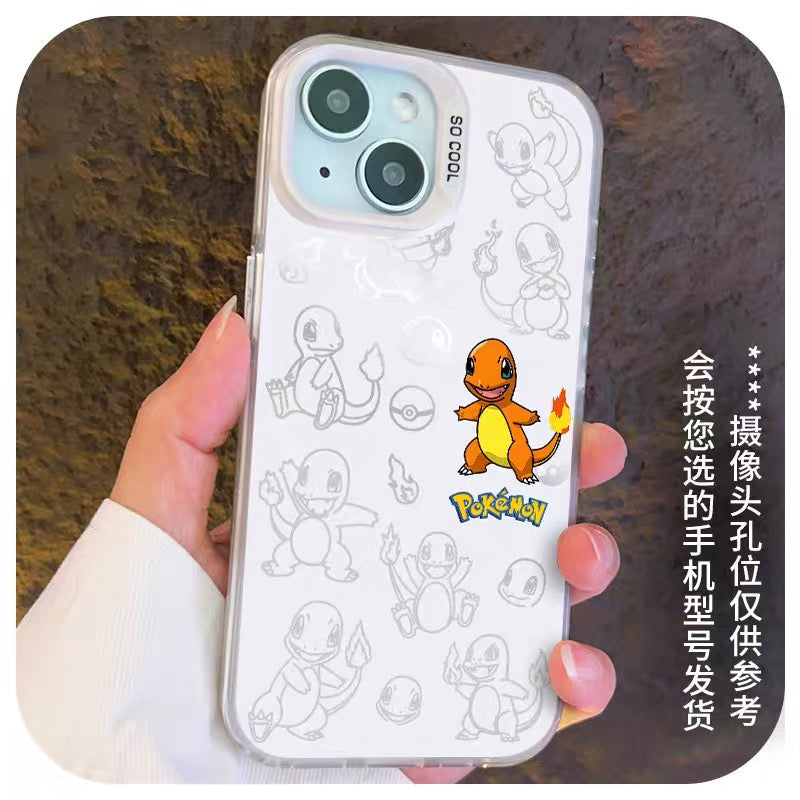 เคส iPhone ลายการ์ตูนญี่ปุ่นโปเกมอน แบบด้านและสีเงิน ภาค 3 | ปิกาจู, ชาร์แมนเดอร์, บัลบาซอร์, สควอเทิล, มิมิคคิว, จิกกลีพัฟ, มิว 8 สไตล์ - เคส iPhone PLUS SE2 XS XR X 11 12 13 14 15 16 16e 17 17e Pro Promax 12mini 13mini