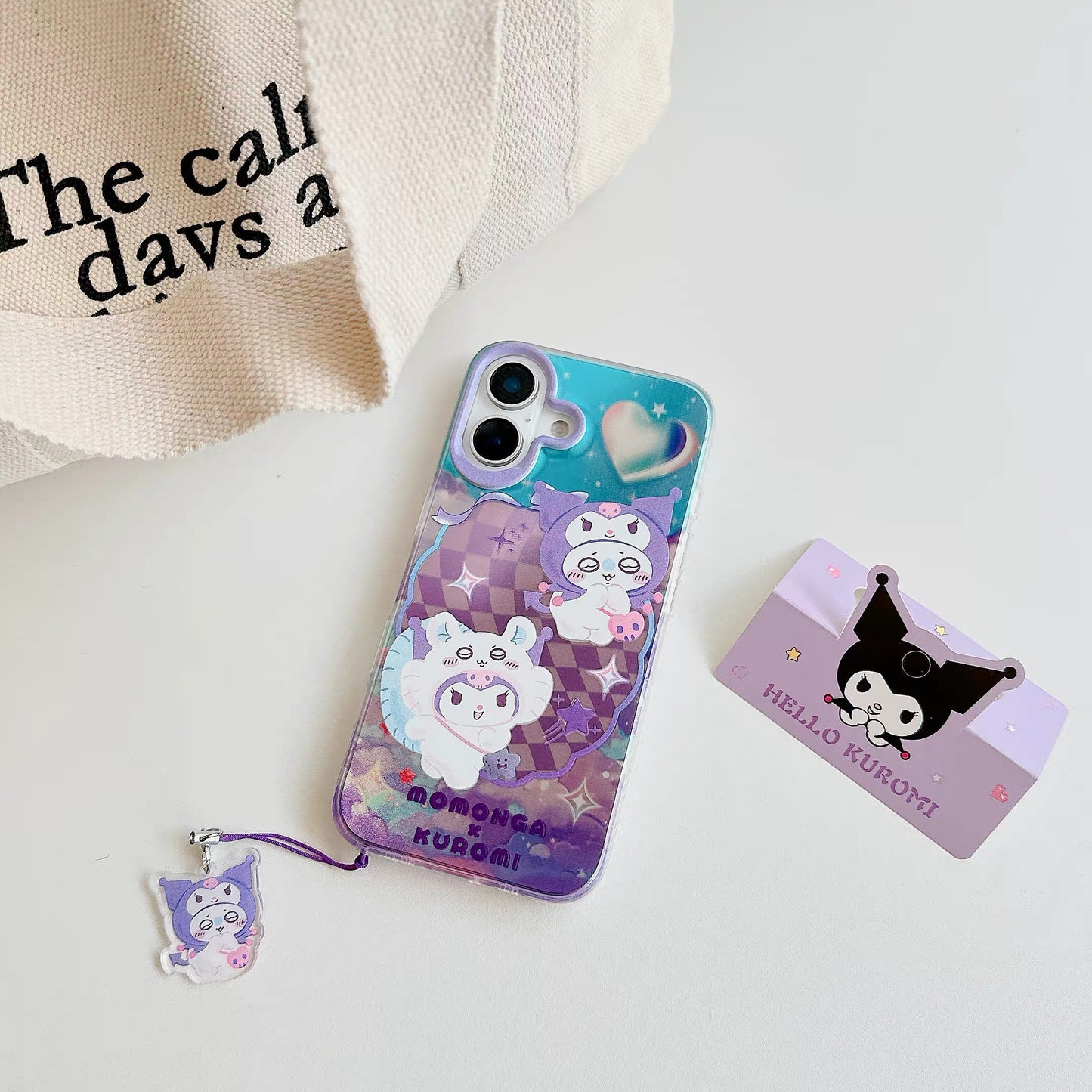 Japanese Cartoon Sanrio X Chiikawa Laser Phone Case with Strap | Kitty Chiikawa Cinnamoroll Hachiware Pompompurin Usagi Kuromi Momonga My Melody Crab - Phone Case Samsung Galaxy S26 S25 S24 S23 S22 S21 FE Ultra Edge