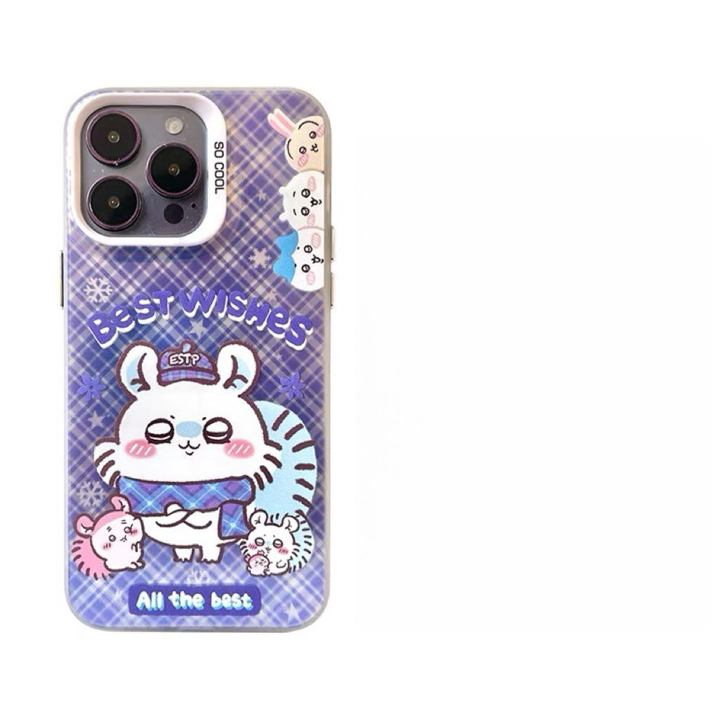 Japanese Cartoon ChiiKawa Best Wishes Winter Laser Case | ChiiKawa Hachiware Usagi Momonga - iPhone Case 11 12 13 14 15 16 16e 17 17e 18 Pro Promax
