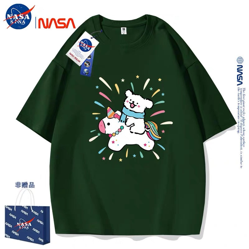 Cute Cartoon Doggie Maltese Puppy Style T-Shirt Series | Ride on Unicorn Part2 - Kawaii Fashion Items for Child & Adult Matching outfits for Parents and Children