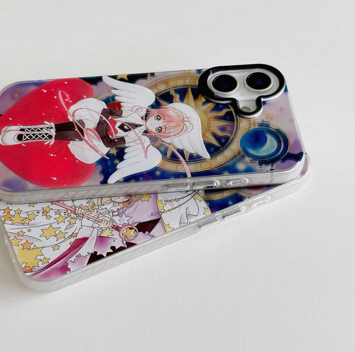 CardCaptorSakura Retro Comic Laser Case | Part 4 Cosplay Style Queen King & Angel - เคส iPhone PLUS SE2 XS XR X 11 12 13 14 15 16 16e 17 17e Pro Promax 12mini 13mini