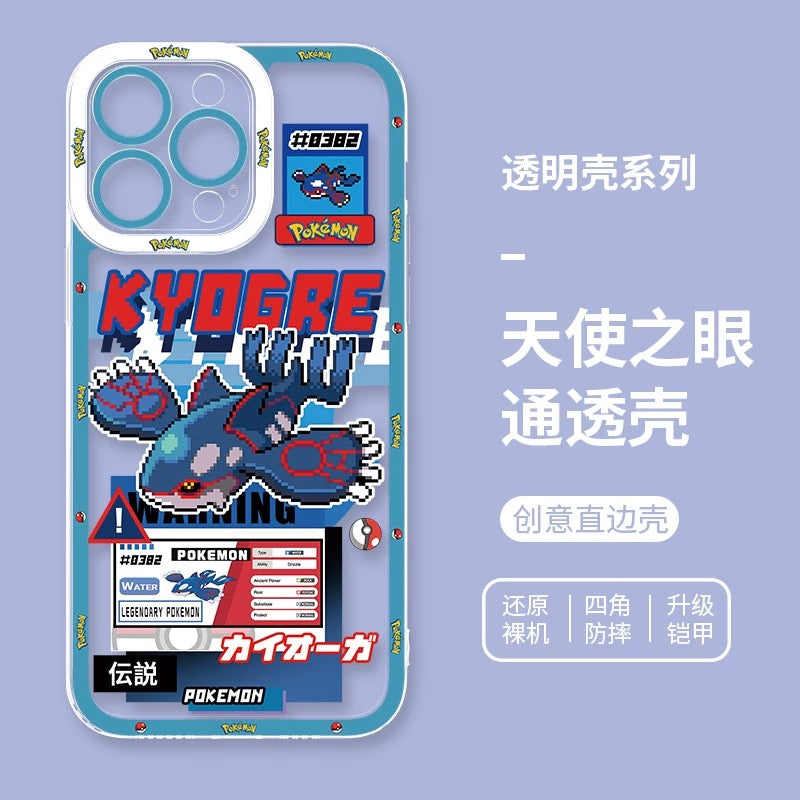 Japan Cartoon Pokemon Game Pixel Version | Ho-Oh Lugia Groudon Kyogre Entei Suicune Raikou Yveltal - iPhone Case PLUS SE2 XS XR X 11 12 13 14 15 16 16e 17 17e Pro Promax 12mini 13mini