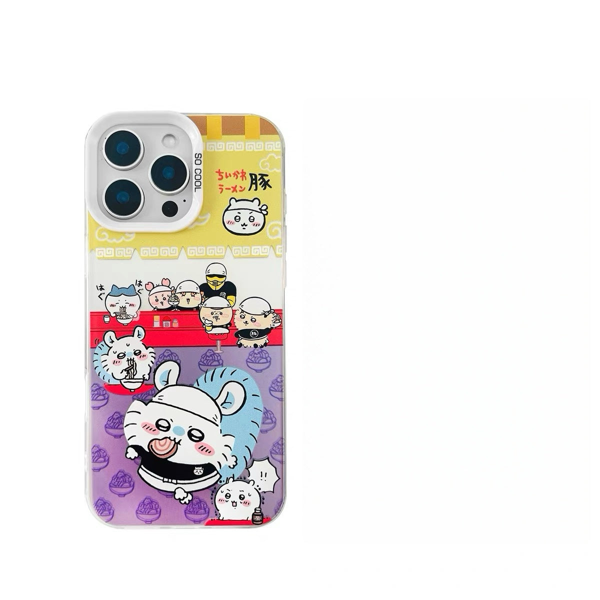 Japanese Cartoon ChiiKawa Pork Ramen Restaurant Laser Case | ChiiKawa Hachiware Usagi Momonga - iPhone Case 11 12 13 14 15 16 16e 17 17e 18 Pro Promax