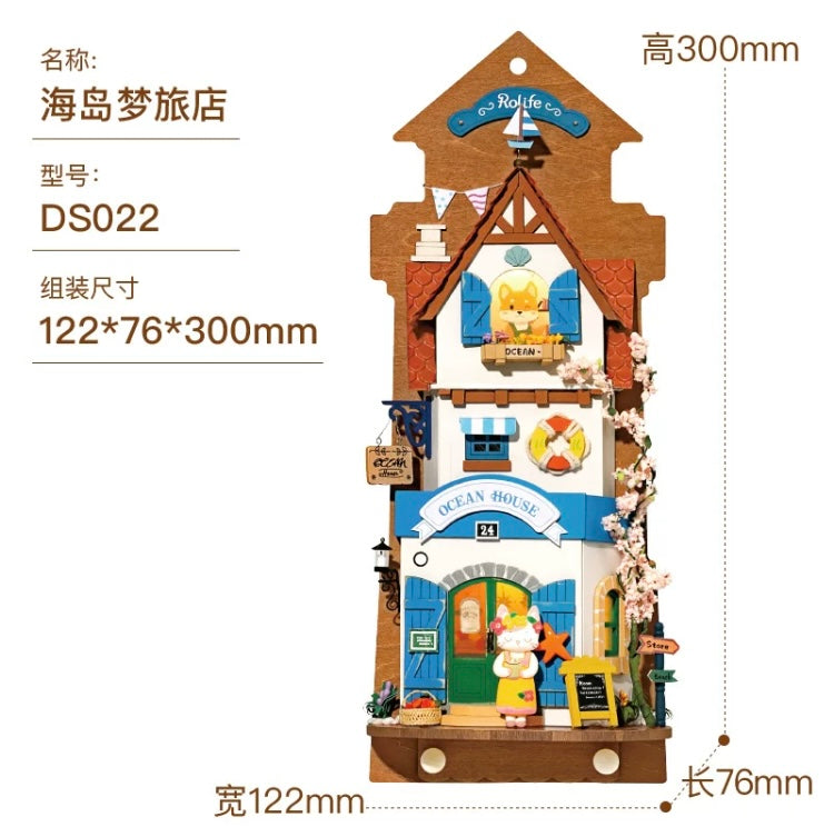 Craft Kits Wooden Hook Key Hanger | Animal Store - DIY Handmade Mini World Miniature Gift with LED Light Room Decoration