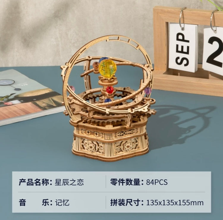 Craft Kits Wooden Music Box | Vintage Style Mechanical Music Box - DIY Handmade Mini World Miniature Gift