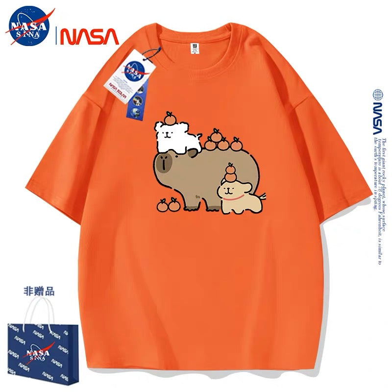 Cute Cartoon Doggie Maltese Puppy Style T-Shirt Series | Maltese Play with Capybara Part1 - Kawaii Fashion Items for Child & Adult Matching outfits for Parents and Children