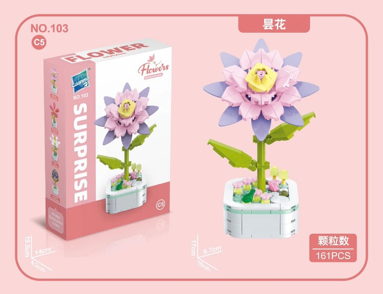 Mini Block Building Flower Series 3 | Lily Flower Camellia Hyacinth - Tiny Particle Assembly DIY Handmade Gift