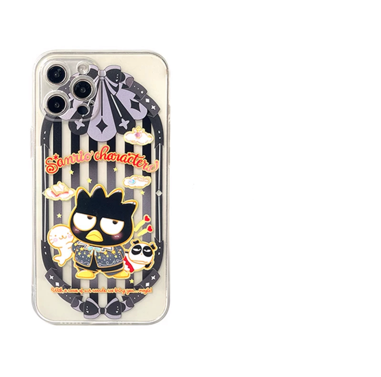 Japanese Cartoon Sanrio Magic School | Bad Badtz Maru XO Laser Colour Clear - iPhone Case 11 12 13 14 15 16 Pro Promax KawaiiGiftLand