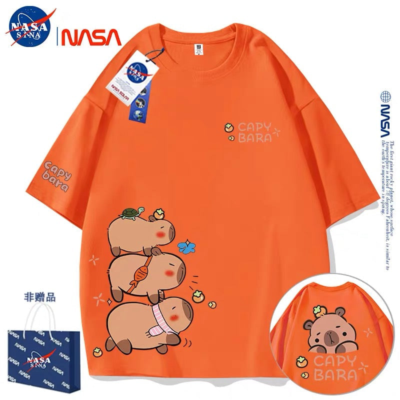 Cute Animals Capybara Style T-Shirt Series | Fun Capybara Group Front & Back Part1 - Kawaii Fashion Items for Child & Adult Matching outfits for Parents and Children