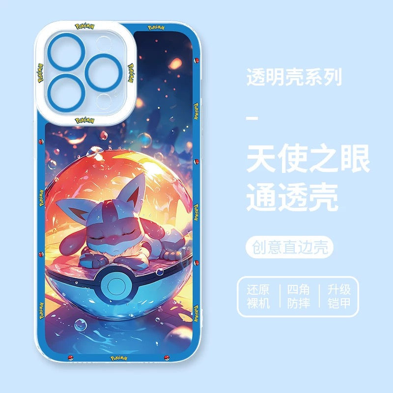 Japan Cartoon Pokemon Sweet Dream in Pokeball | Pikachu Gengar Greninja Squirtle Lucario Bulbasaur - iPhone Case PLUS SE2 XS XR X 11 12 13 14 15 16 16e 17 17e Pro Promax 12mini 13mini