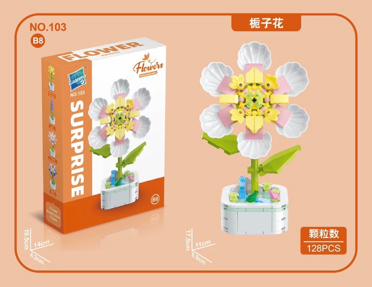 Mini Block Building Flower Series 2 | Yellow Rose Lilac Lily Bell - Tiny Particle Assembly DIY Handmade Gift