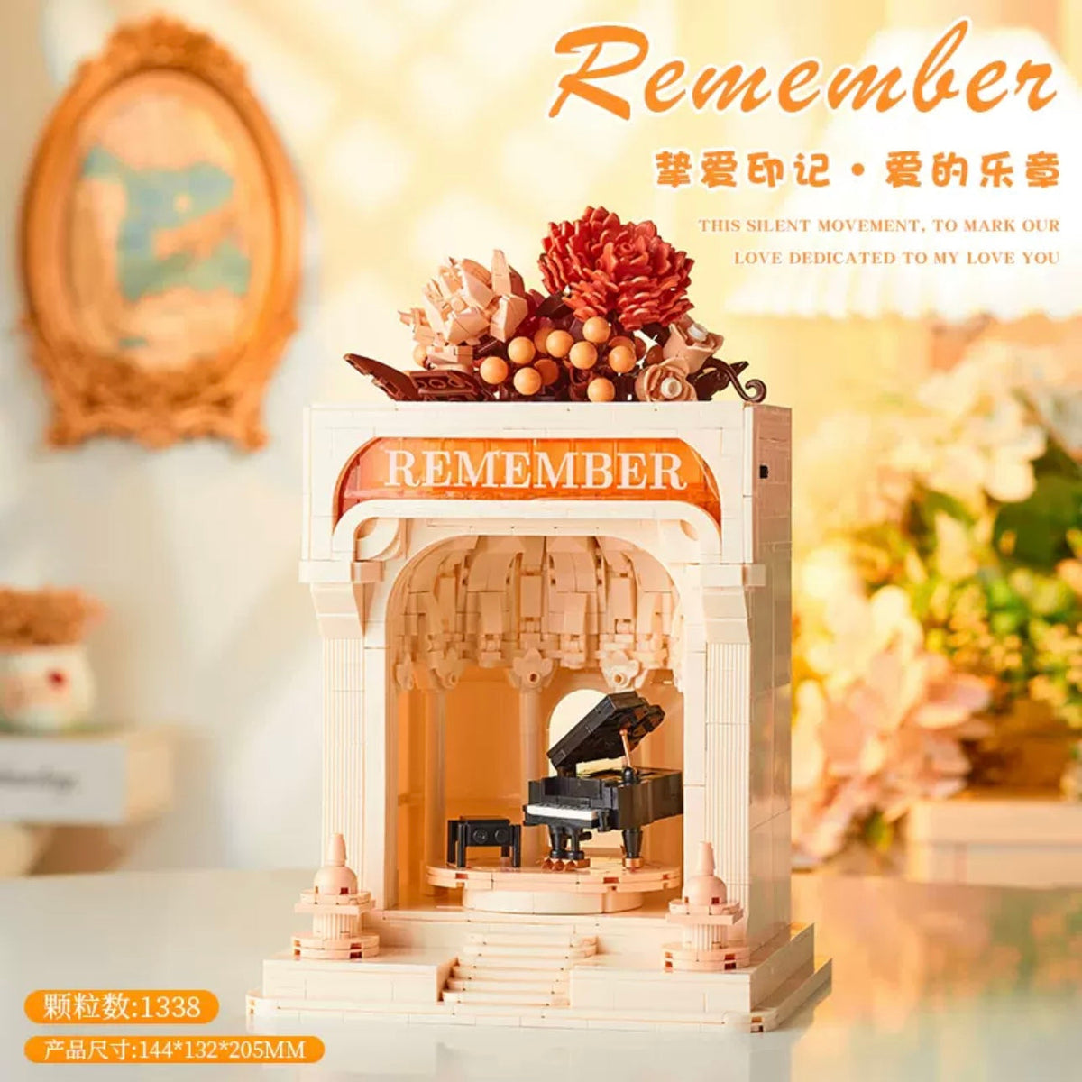 Mini Block Building Romantic Love Mark | Swan Paino - with LED Lights DIY Valentine Wedding Handmade Gift KawaiiGiftLand