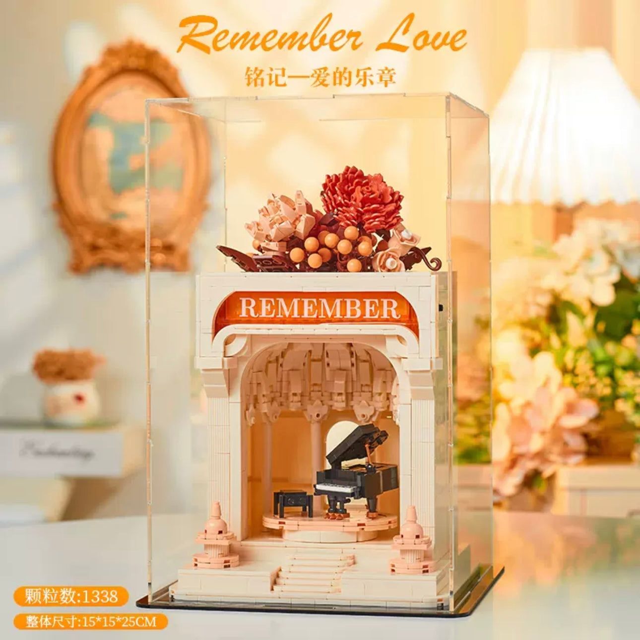 Mini Block Building Romantic Love Mark | Swan Paino - with LED Lights DIY Valentine Wedding Handmade Gift