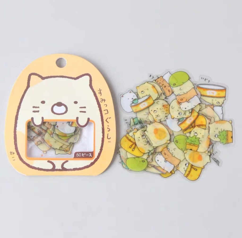San-X Sumikko Gurashi Sticker Set | Shirokuma Neko Penguin? Tonkatsu - 10 Style 50 Pieces KawaiiGiftLand