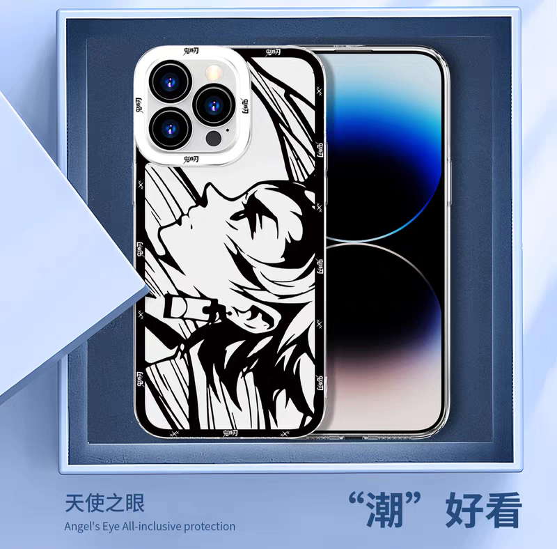 Japanese Anime Kimetsu no Yaiba Demon Slayer White & Black Draft Style | Tsuyuri Kanao - iPhone Case PLUS SE2 XS XR X 11 12 13 14 15 16 16e 17 17e Pro Promax 12mini 13mini
