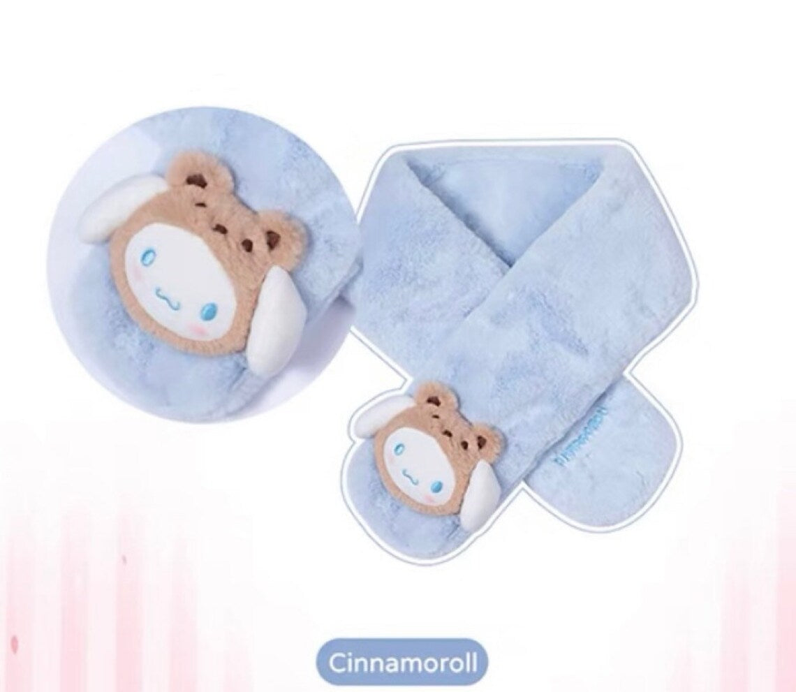 Sanrio My Melody Kuromi Cinnamoroll Animals Fluffy Scarf Winter Accessories KawaiiGiftLand