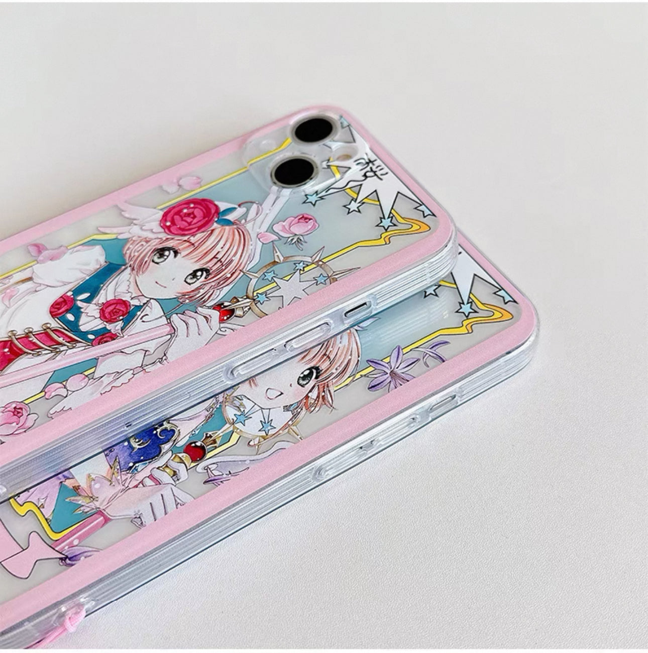 CardCaptorSakura Card Version Part 3 | Purple Flower & Rose - iPhone Case 6 7 8 PLUS SE2 XS XR X 11 12 13 14 15 16 Pro Promax 12mini 13mini KawaiiGiftLand