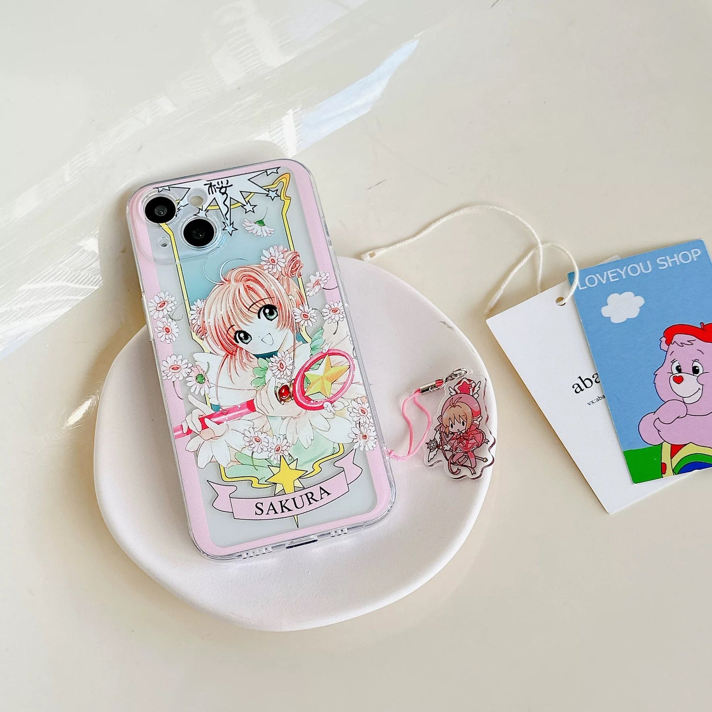 CardCaptorSakura Card Version Part 4 | Queen with Sunflower & Pink Daisy - iPhone Case 6 7 8 PLUS SE2 XS XR X 11 12 13 14 15 16 Pro Promax 12mini 13mini KawaiiGiftLand