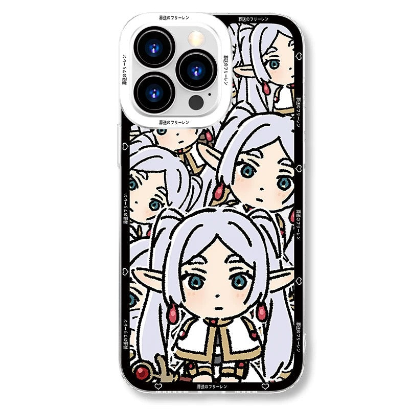 Japanese Anime FRIEREN Cute Drawing Full Screen Style | Frieren Himmel Fern Stark 4 Styles - iPhone Case PLUS SE2 XS XR X 11 12 13 14 15 16 16e 17 17e Pro Promax 12mini 13mini