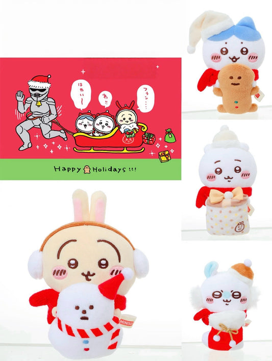 ChiiKawa X Miniso White Christmas Series | ChiiKawa Hachiware Usagi Momonga Christmas Style Computer Screen Monitor Desktop Plush Doll - Kawaii Items Room Decoration doll