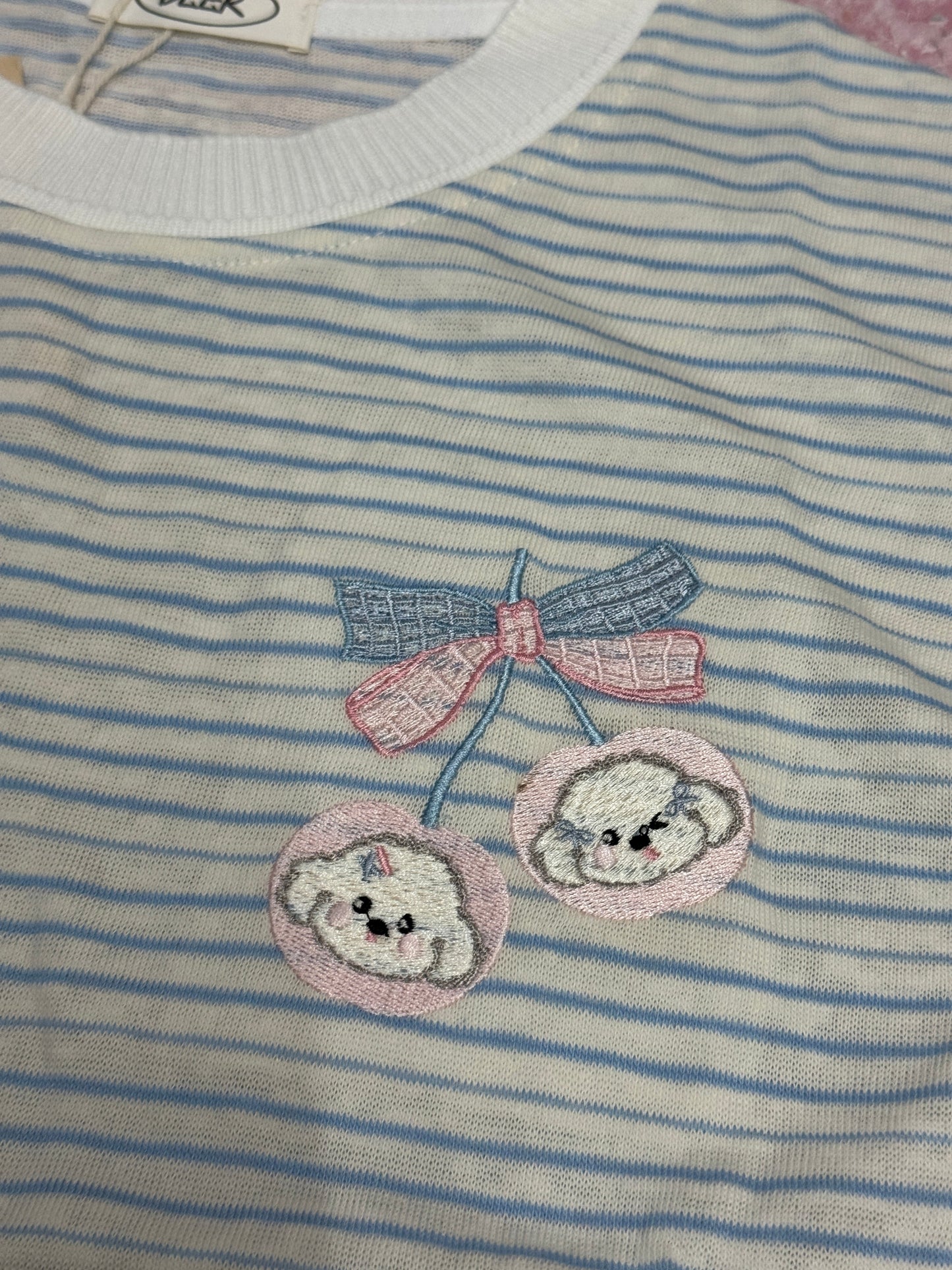 Korean Fashion Cute Animals Style T-Shirt Series | Cherry White Puppy - Kawaii Fashion Items