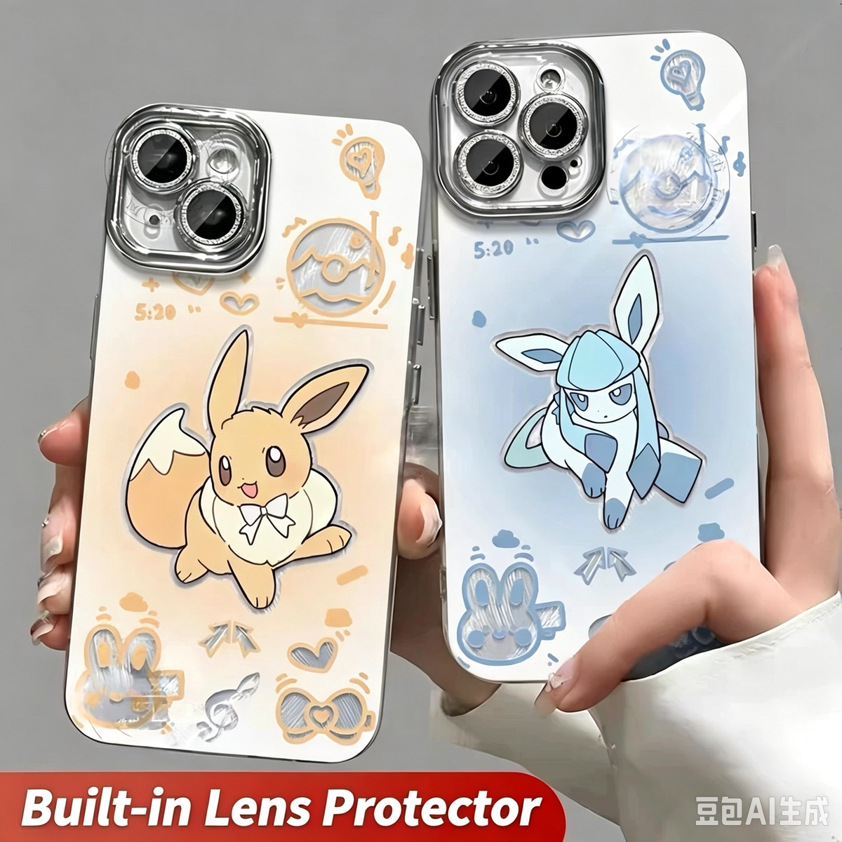 เคสการ์ตูนญี่ปุ่น Pokemon พร้อมที่กันเลนส์ ลาย Eevee Evolution โทนพาสเทลสุดน่ารัก | Eevee Vaporeon Jolteon Flareon Espeon Umbreon Leafeon Glaceon Sylveon 9 สไตล์ - เคส iPhone PLUS SE2 XS XR X 11 12 13 14 15 16 16e 17 17e Pro Promax