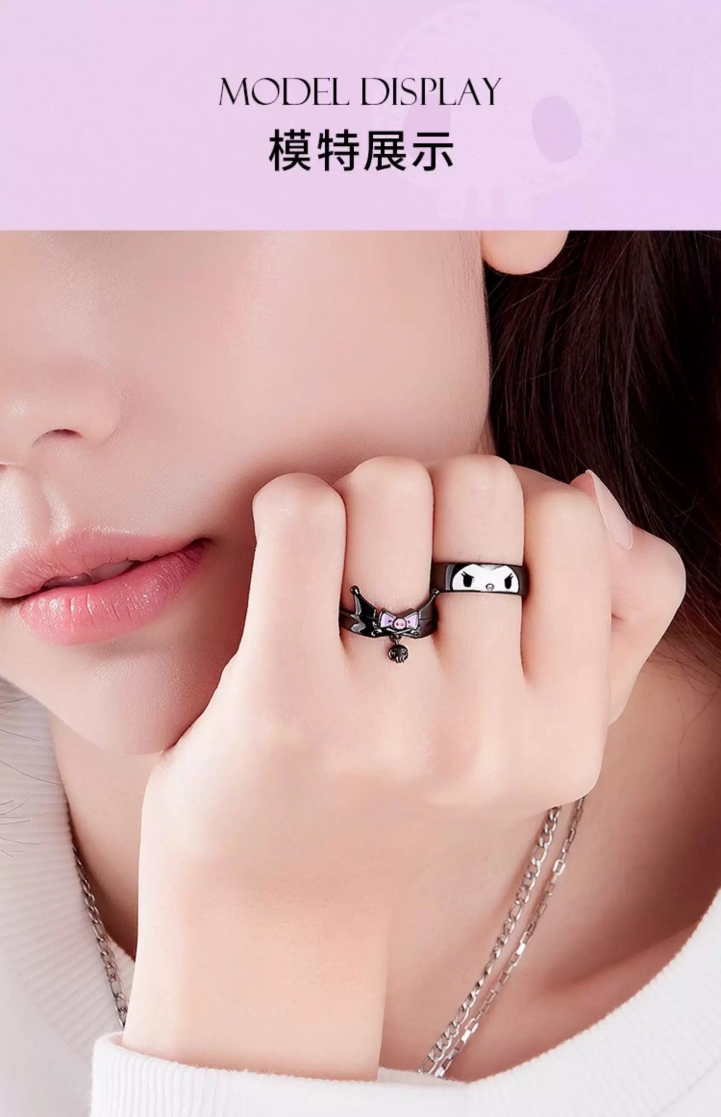Sanrio x ZGO | Kuromi Couple Ring Girl & Boy Size 3 Style | Kawaii Accessories Ring with Ring Box KawaiiGiftLand