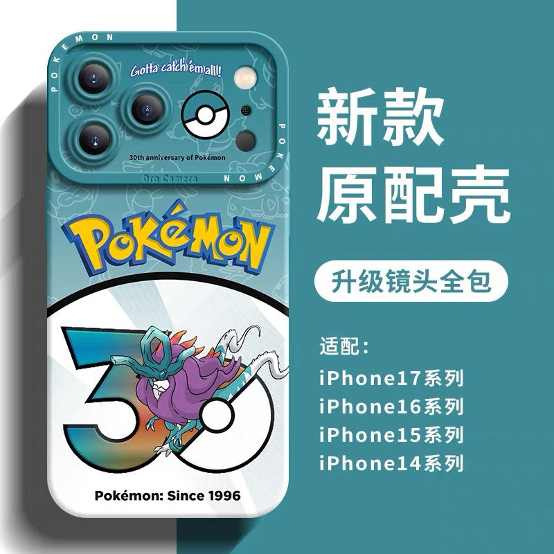 Japanese Cartoon Pokemon Silicone Case Pokemon 30 Anniversary Version Part30 | Morpeko Falinks Walking Wake Dracovish Slither Wing Gouging Fire Raging Bolt Iron Treads Iron Moth 9 Styles - Phone Case Samsung Galaxy S26 S25 S24 S23 FE Ultra Edge
