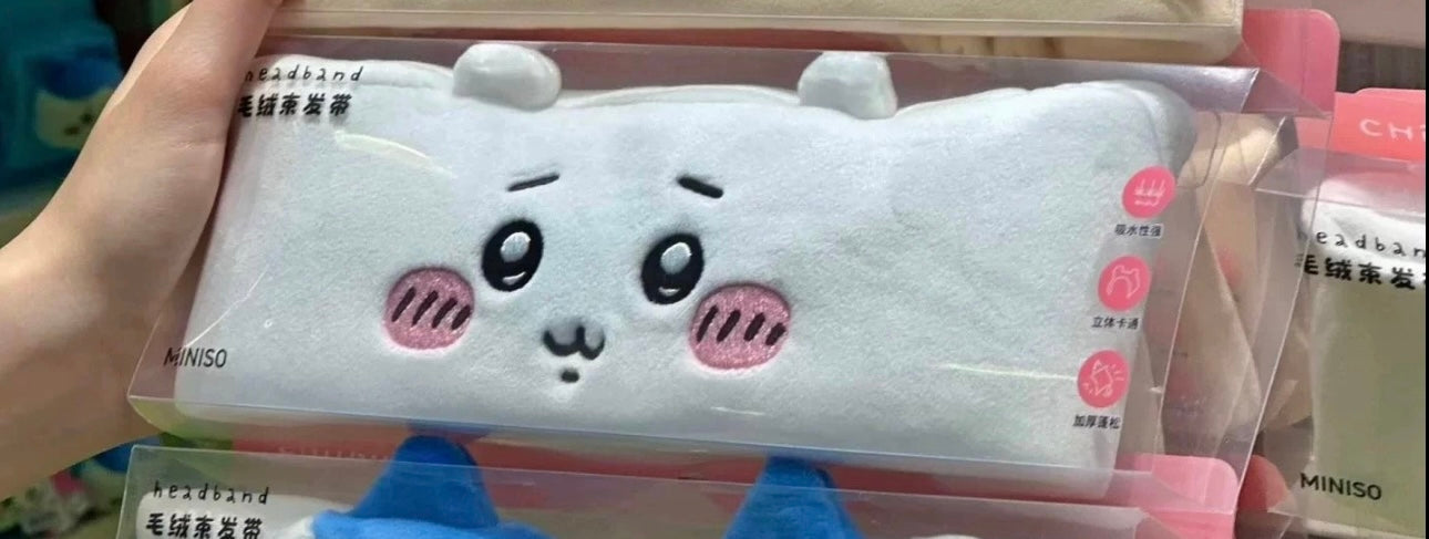 ChiiKawa X Miniso | ChiiKawa Hachiware Usagi Face Headband - Kawaii Make Up Washing Face Item Decoration KawaiiGiftLand