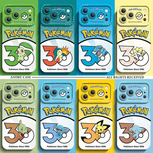Japanese Cartoon Pokemon Silicone Case Pokemon 30 Anniversary Version Part8 | Chikorita Cyndaquil Totodile Togepi Larvitar Wooper Pichu Phanpy Part8 - Phone Case Samsung Galaxy S26 S25 S24 S23 FE Ultra Edge