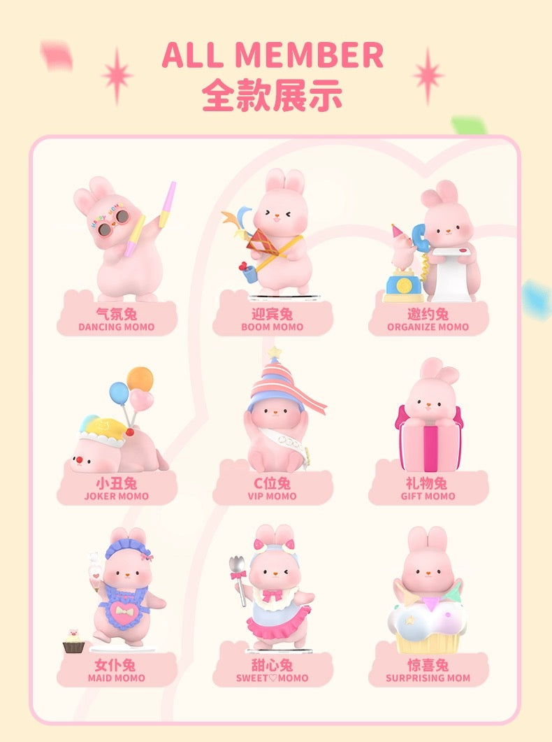 Momo with Bunny Kawaii Lovely Characters | Momo Bunny Anniversary - Toy Collection Mystery Blind Box KawaiiGiftLand
