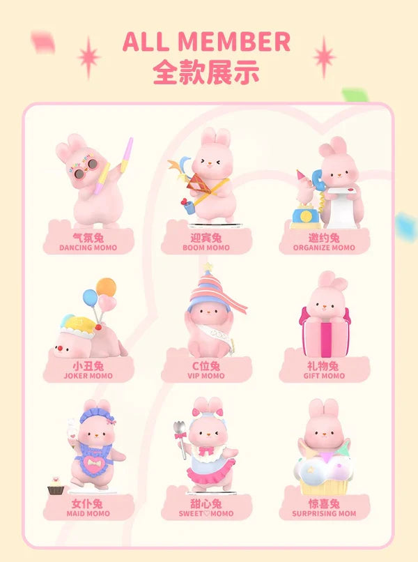 Blind Box Kawaii Lovely Characters Momo Bunny Anniversary -Toy Collection