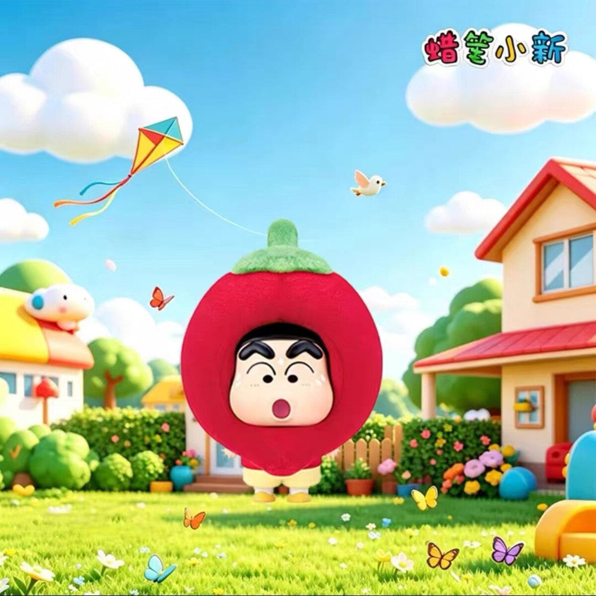 Hot Chili figure in a bright red chili costume with a green stem on top
