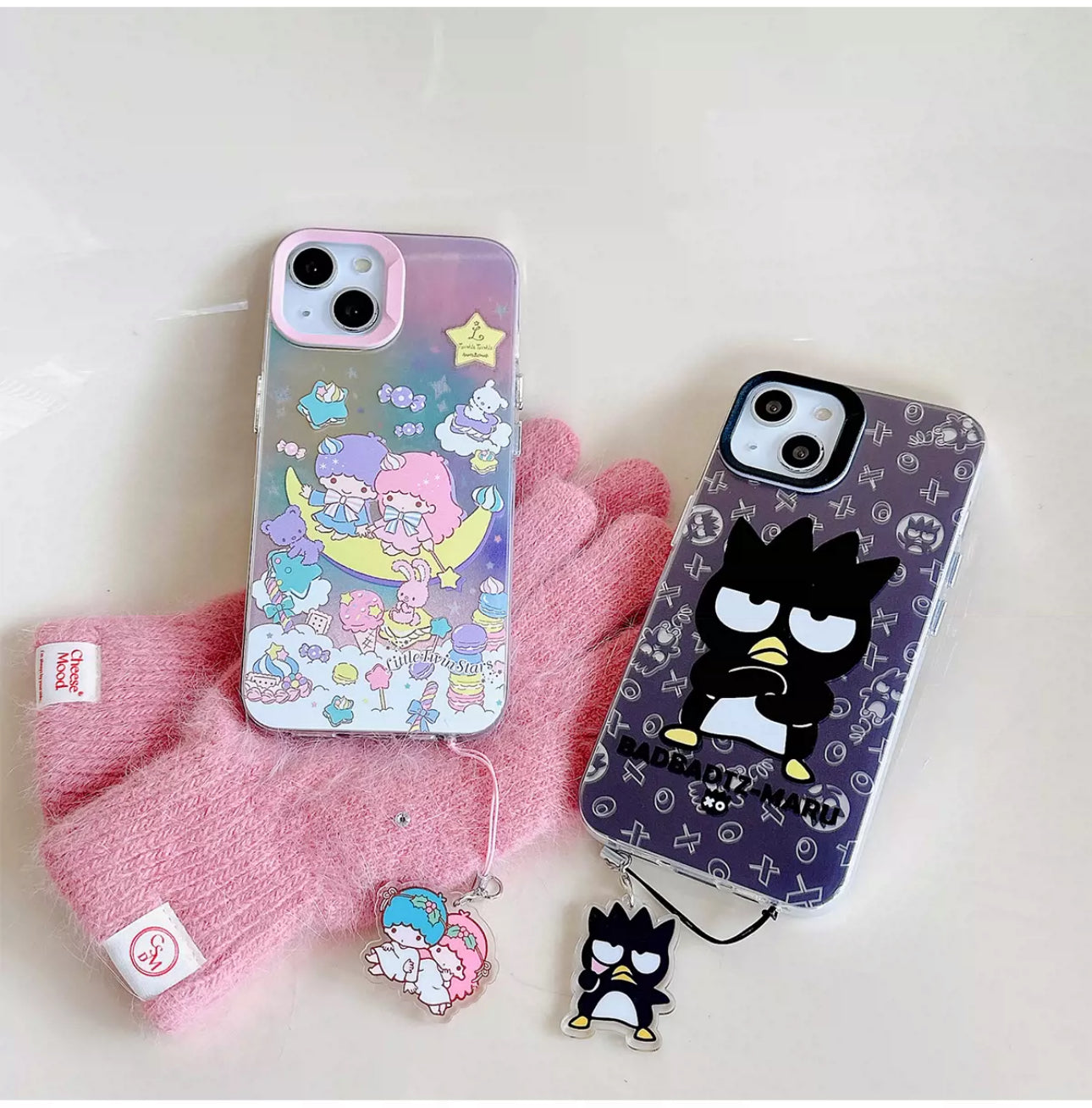 Japanese Cartoon iPhone Case with Strap | Laser Bad Badtz Maru XO Little Twin Stas - iPhone CasePhone Case  7 8 PLUS SE2 XS XR X 11 12 13 14 15 Pro Promax 12mini 13mini