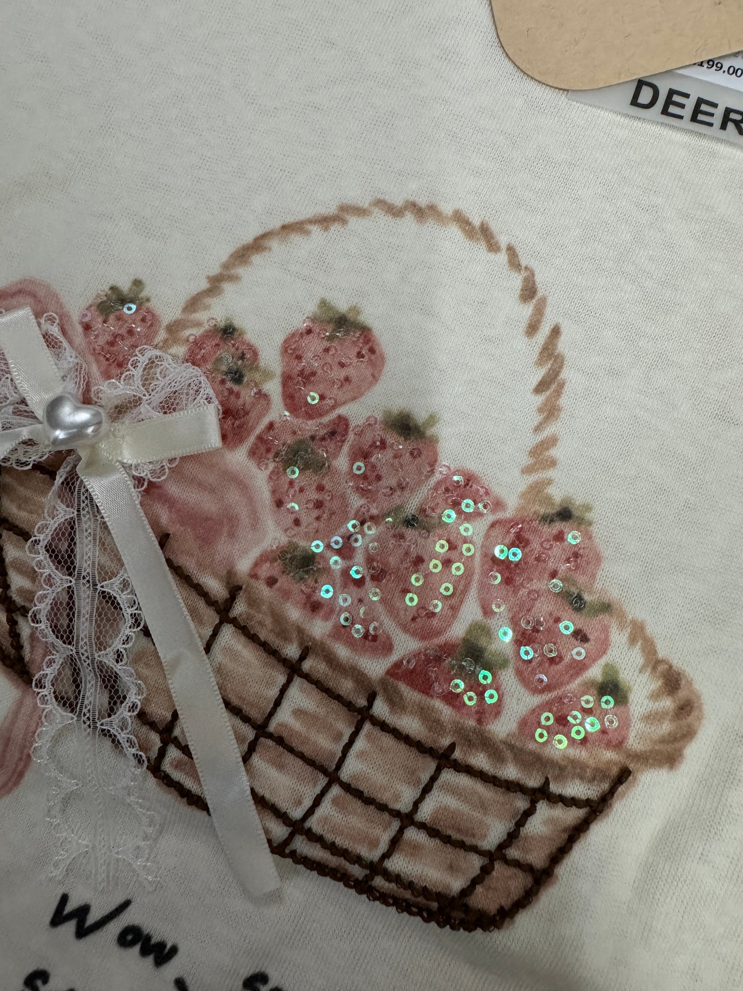 Korean Fashion Cute Fruits Style T-Shirt Series | Bling Strawberry Basket - Kawaii Fashion Items
