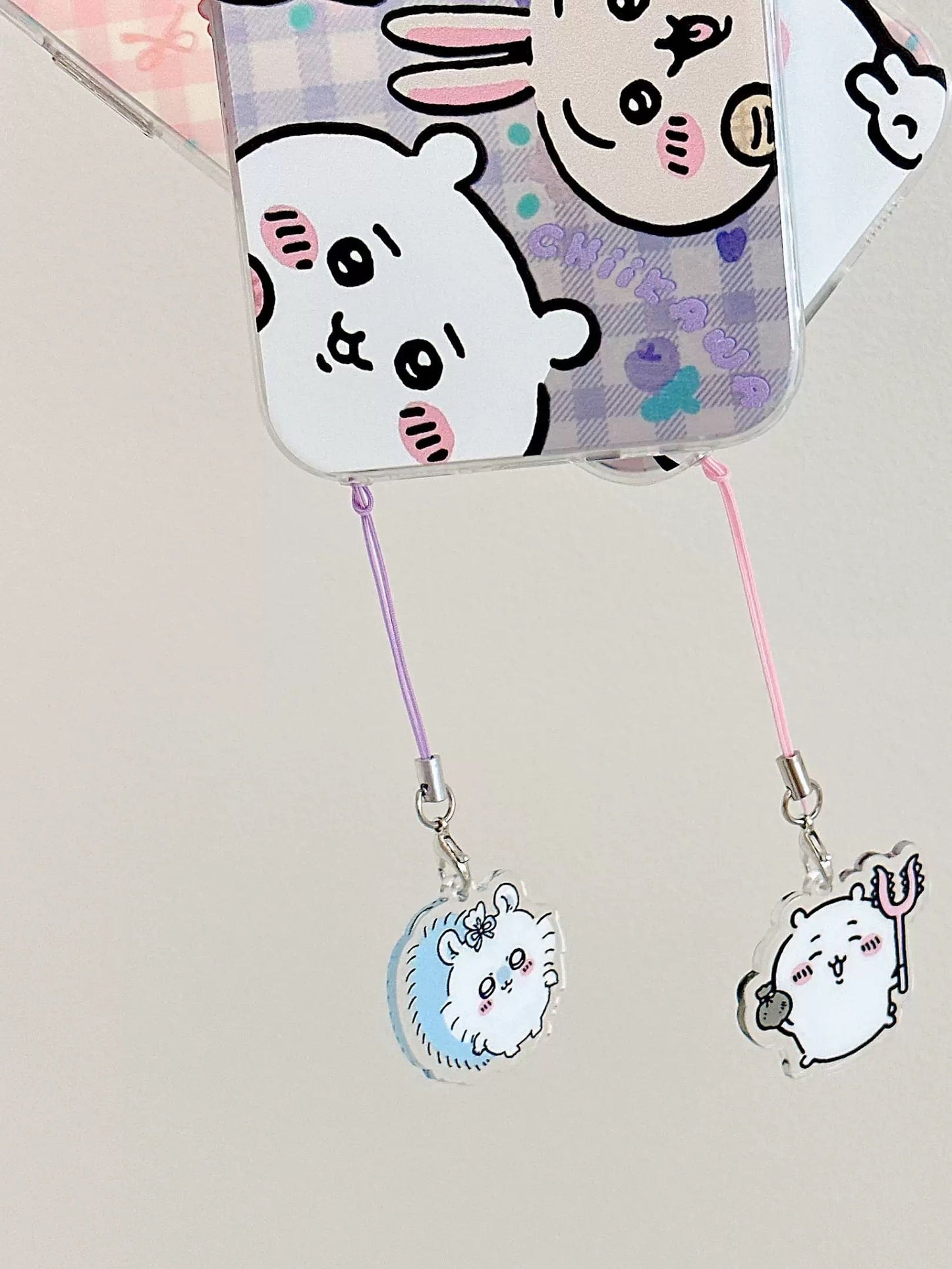 Japanese Cartoon iPhone Case with Strap | Laser Playing Group ChiiKawa Hachiware Usagi Momonga - iPhone CasePhone Case  7 8 PLUS SE2 XS XR X 11 12 13 14 15 Pro Promax 12mini 13mini KawaiiGiftLand