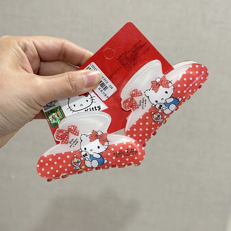 Hello Kitty Festive Red Polka-Dot Medium Claw Clip 8.5cm - Sanrio licensed acrylic claw clip