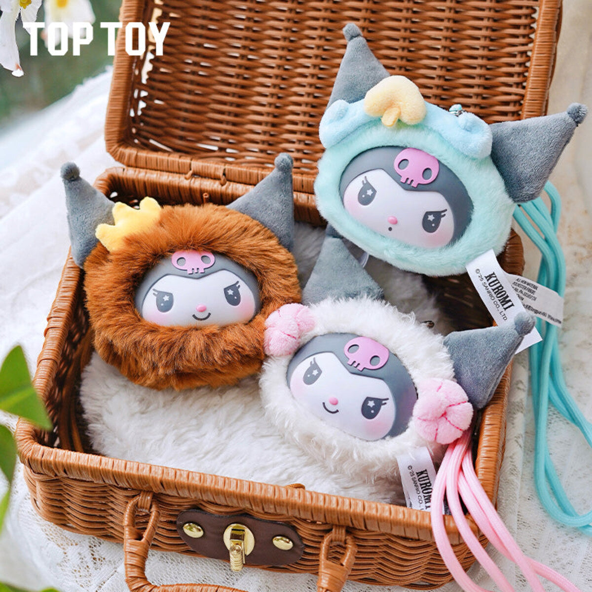 TOP TOY Kuromi zodiac vinyl plush charms in a basket