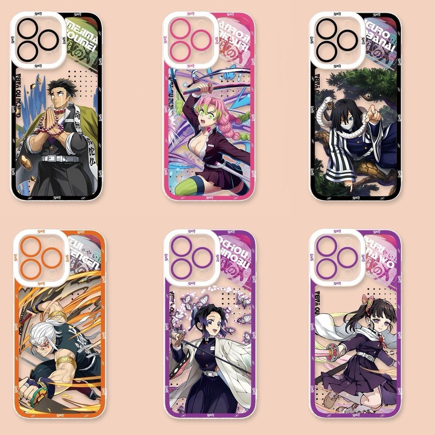Japanese Anime Kimetsu no Yaiba Demon Slayer Anime Fighting Style Version 2 | Gyoumei Mitsuri Obanai Uzui Tengen Shinobu Kanao - iPhone Case PLUS SE2 XS XR X 11 12 13 14 15 16 16e 17 17e Pro Promax 12mini 13mini