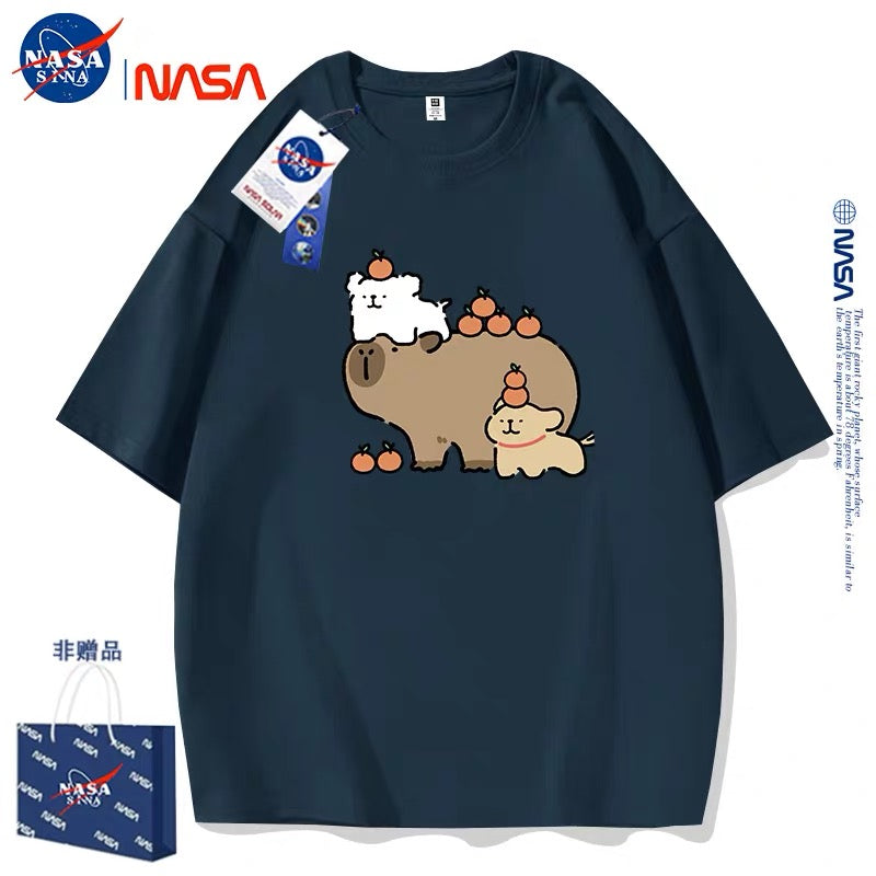 Cute Cartoon Doggie Maltese Puppy Style T-Shirt Series | Maltese Play with Capybara Part1 - Kawaii Fashion Items for Child & Adult Matching outfits for Parents and Children