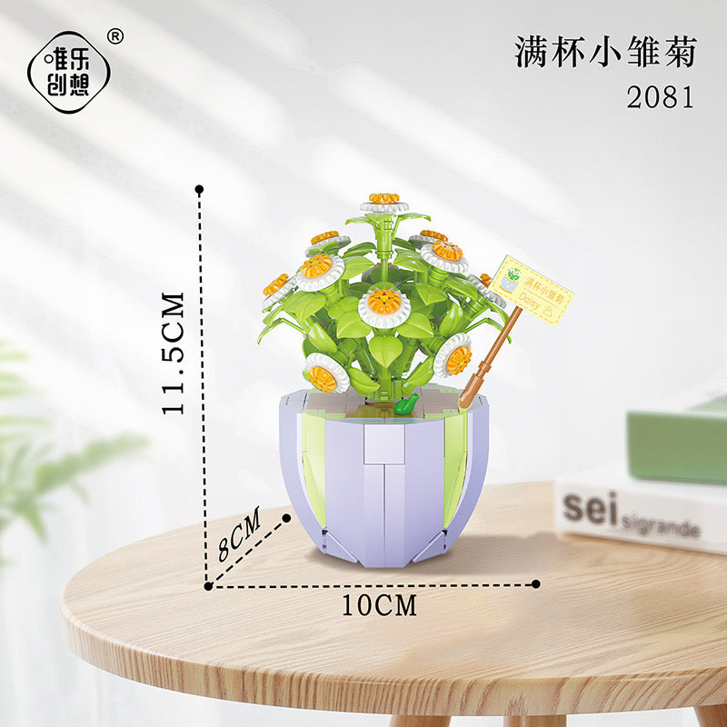 Mini Block Building Flower Dairy | Rose Jasmine Lilybell Daisy Cactus - Tiny Particle Assembly DIY Handmade Gift KawaiiGiftLand
