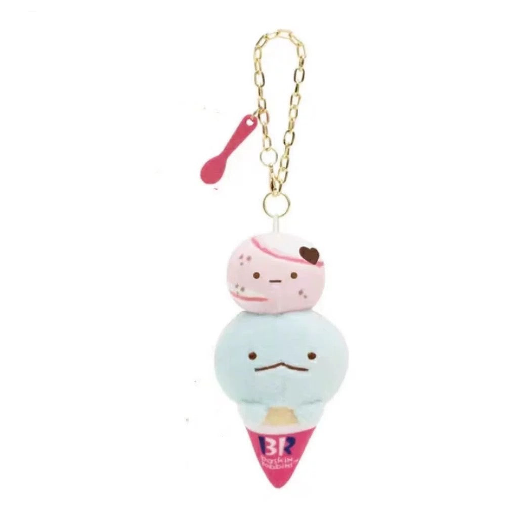 Japan Cartoon Sumikko Gurashi x BR Ice Cream Version Keychain | Shirokuma Ebifurai No Shippo Tokage - Mini Plush Doll 10cm Keychain KawaiiGiftLand