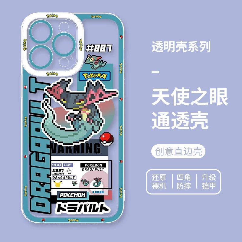 Japan Cartoon Pokemon Game Pixel Version | Tyranitar Pupitar Dragapult Arceus Lucario Rayquaza Ash Greninja Armarouge - iPhone Case PLUS SE2 XS XR X 11 12 13 14 15 16 16e 17 17e Pro Promax 12mini 13mini