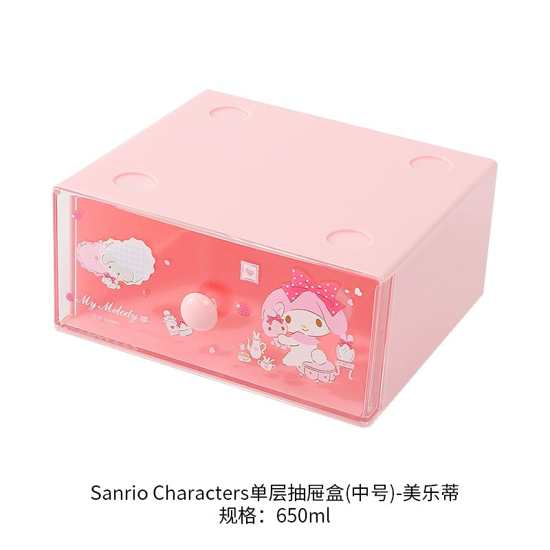 Miniso Sanrio Hello Kitty My Melody Kuromi Cinnamoroll Single Storage Drawer Desk Helper KawaiiGiftLand