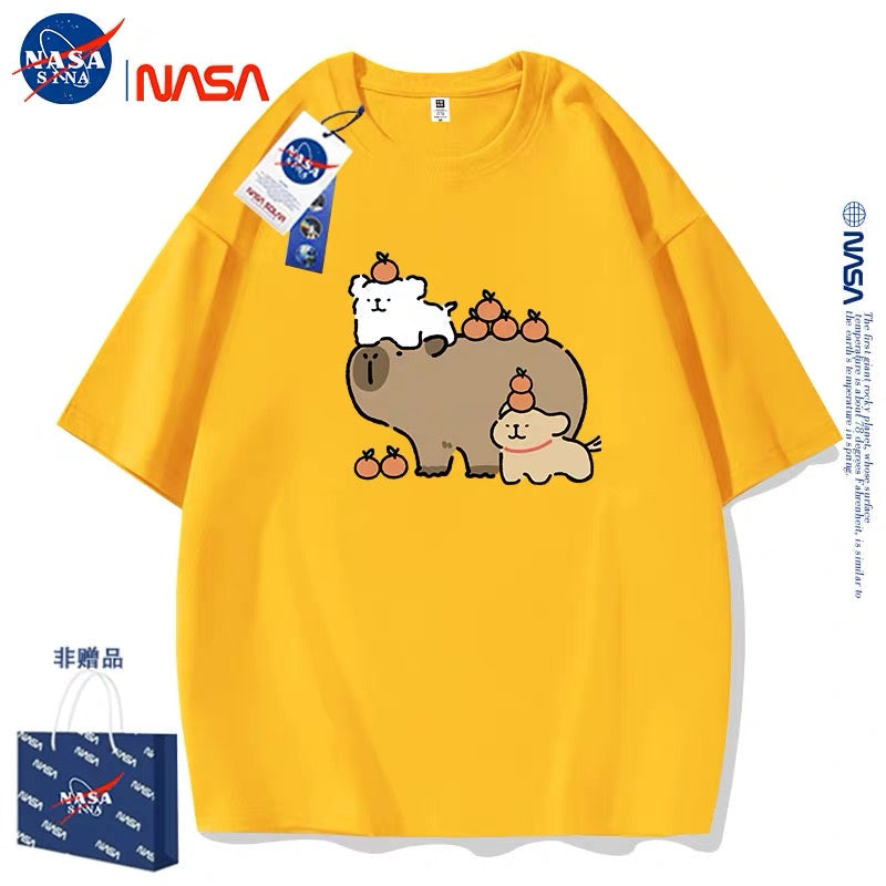 Cute Cartoon Doggie Maltese Puppy Style T-Shirt Series | Maltese Play with Capybara Part2 - Kawaii Fashion Items for Child & Adult Matching outfits for Parents and Children