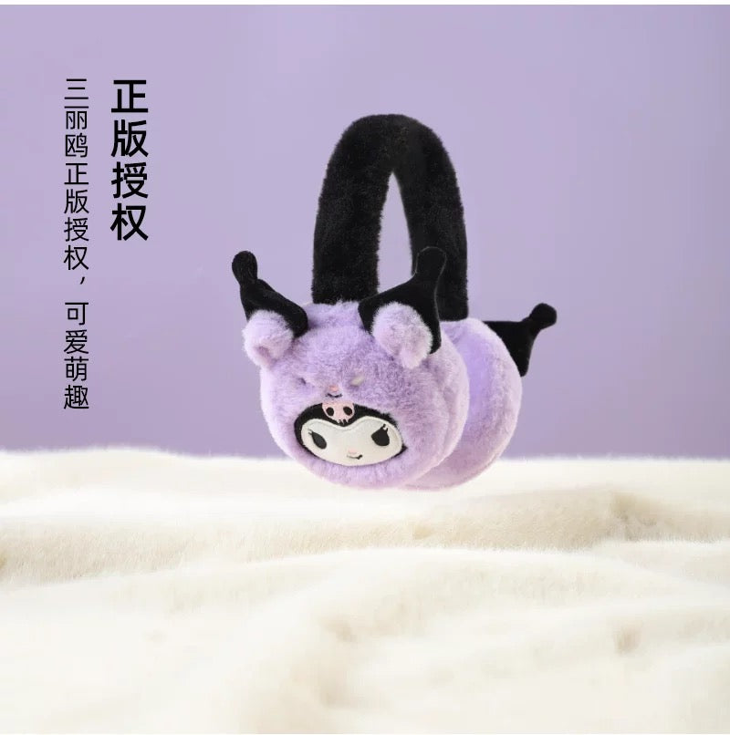 Sanrio Fluffy Earmuffs with Animals friends | My Melody Kuromi Cinnamoroll Pompompurin Pochacco - Headband and Hair Winter Accessory Outfits KawaiiGiftLand